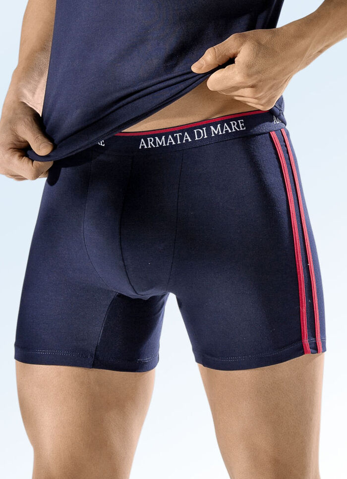 Viererpack Pants, uni mit Kontraststreifen 2X MARINE-ROT, 2X UNI MARINE