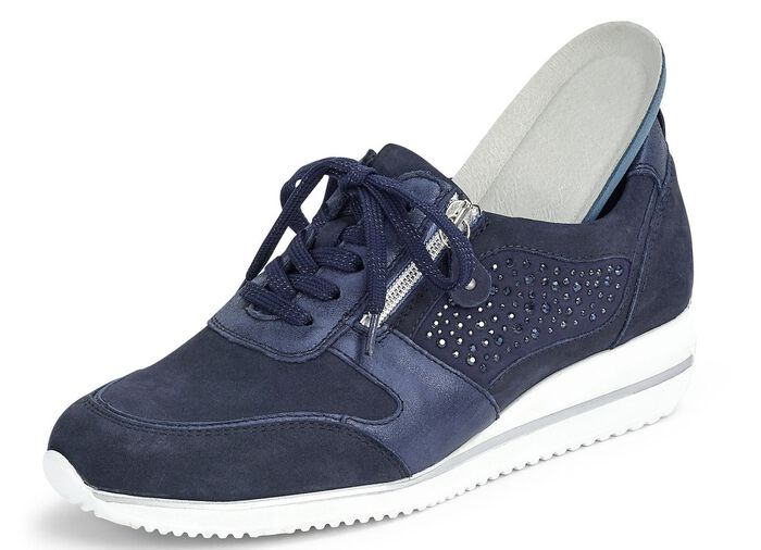 Waldl&auml;ufer, bequeme Damen-Schn&uuml;rschuhe, Weite H, mit herausnehmbarem Fu&szlig;bett MARINE