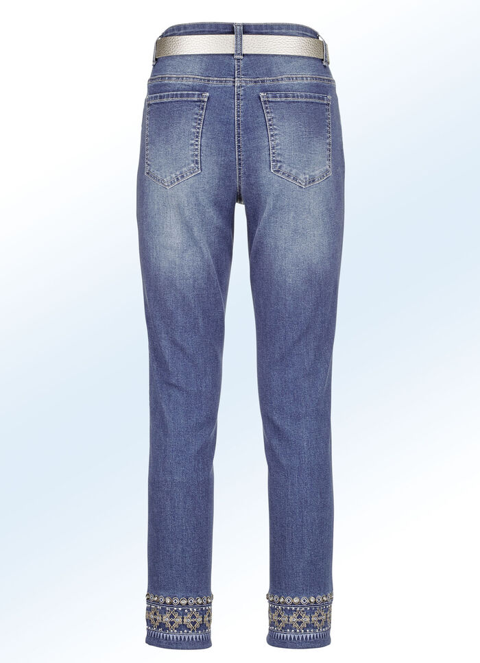 Jeans mit aufwendigen Stickereien JEANSBLAU