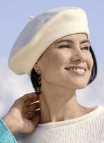 Edle Damen-Baskenmütze, aus reiner Schurwolle WOLLWEISS