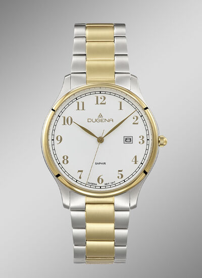 Dugena-Quartz-Herrenuhr mit Edelstahlbandgehäuse 