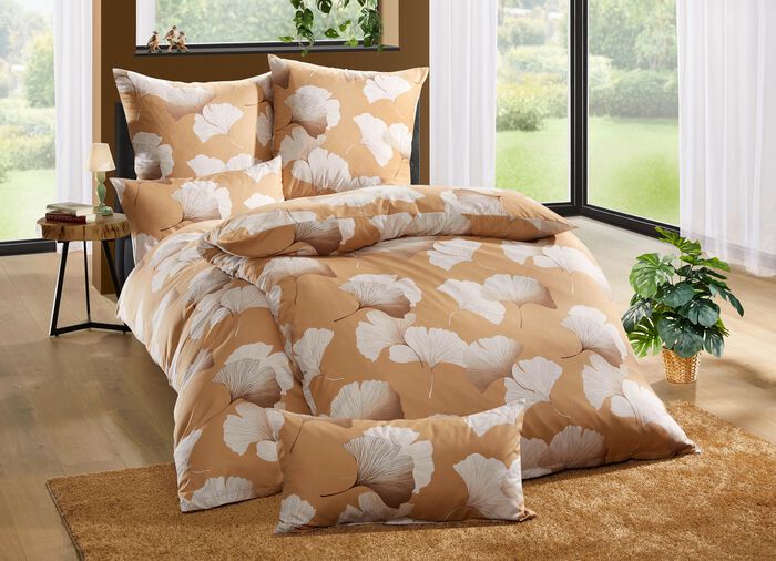 Bettw&auml;sche-Garnitur in Microfaser-Qualit&auml;t HELLBRAUN