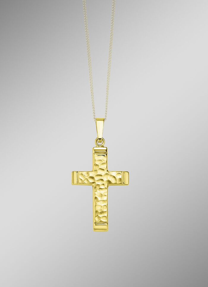 Gehämmerter Kreuz-Anhänger aus Gold 