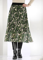 Rock mit Sonnenplissee-Falten OLIV-BEIGE