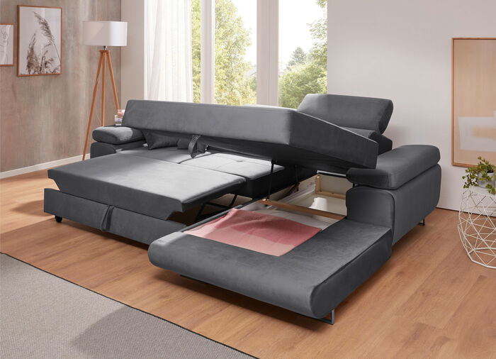 Polstermöbel mit Funktion und verstellbaren Kopfstützen GRAU