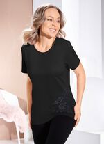 Shirt mit aufwendiger Strass-Applikation in 2 Farben SCHWARZ