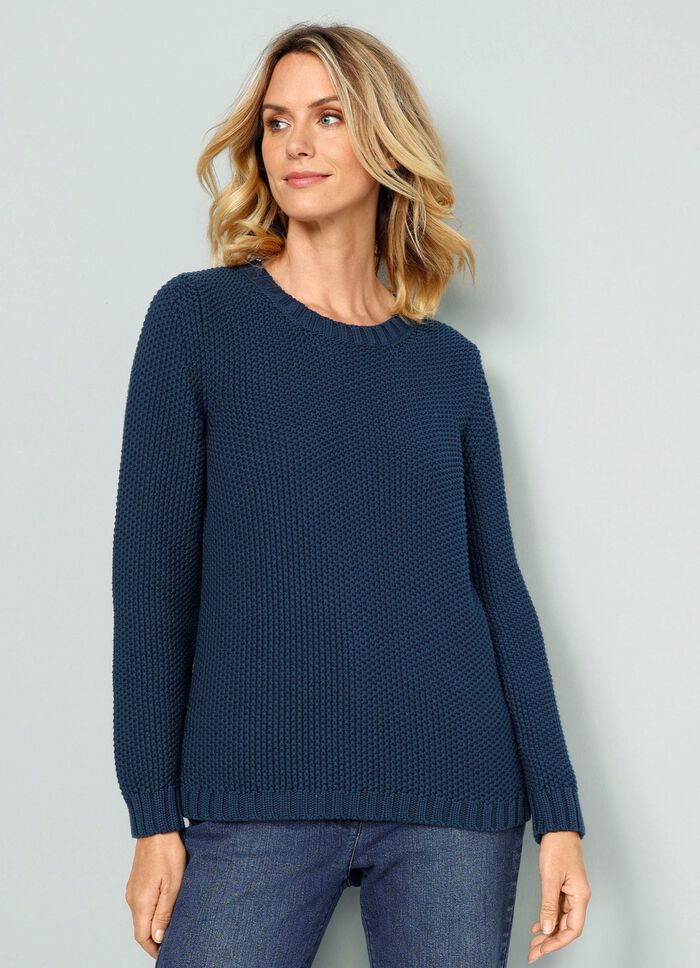 Pullover mit Schal in Grobstrick 