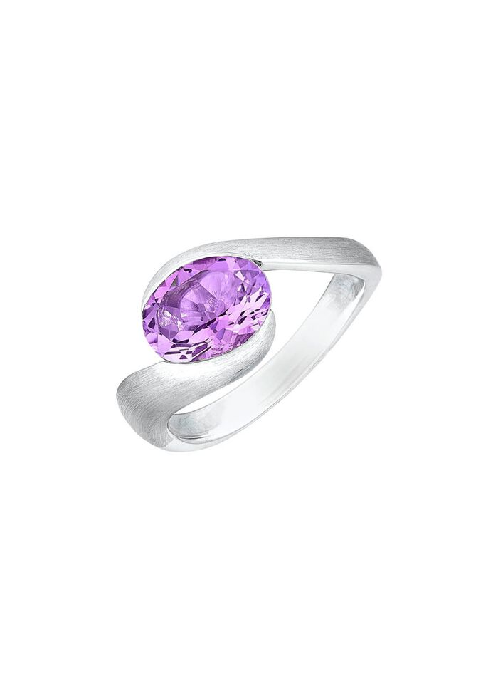Moderner Damenring mit echt Amethyst 