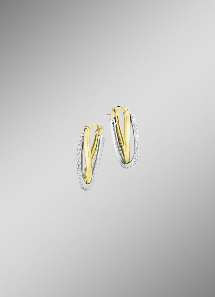 Creolen in Bicolor mit synth. Zirkonia 