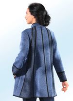Long-Strickjacke in Swingerform RAUCHBLAU-SCHWARZ