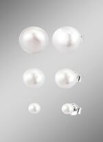 Schicke Ohrstecker aus Silber mit S&uuml;&szlig;wasser-Zuchtperlen, 3 Paar 