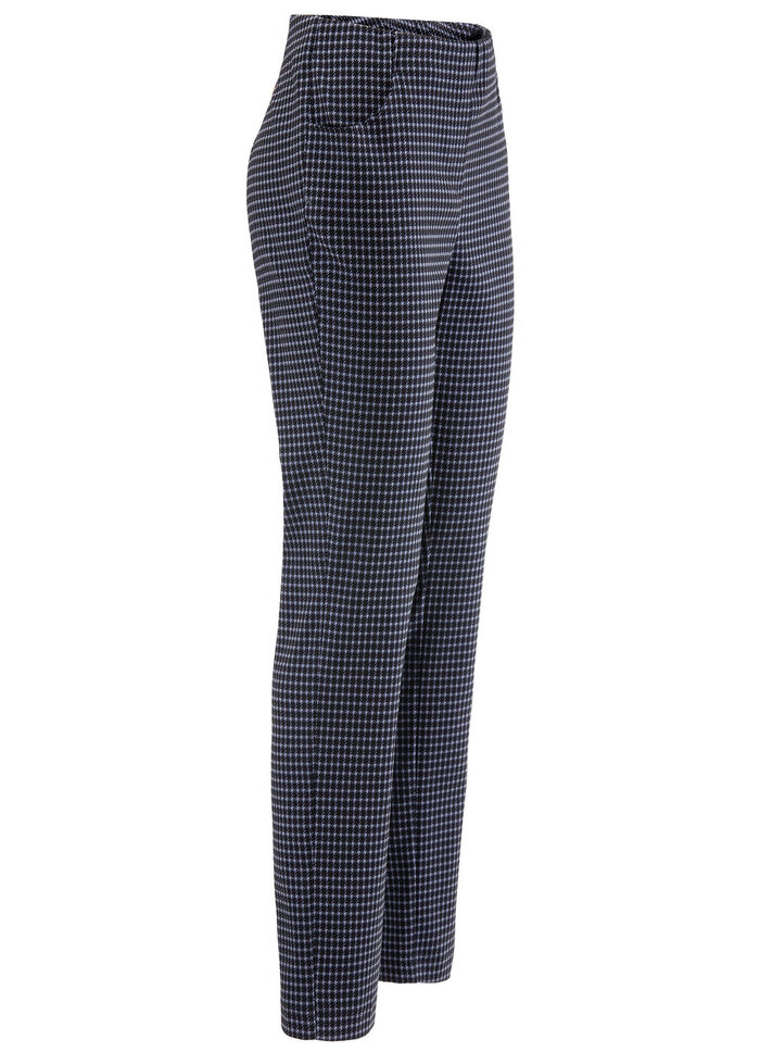 Hose mit trendiger Hahnentritt-Dessinerung BLAU-SCHWARZ