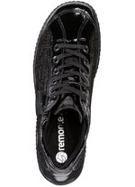 Remonte Schn&uuml;r-Bootie aus Crashlack SCHWARZ