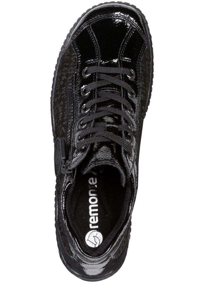 Remonte Schn&uuml;r-Bootie aus Crashlack SCHWARZ