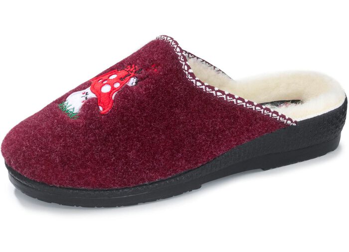 Pantoffel mit lustiger Applikation BORDEAUX
