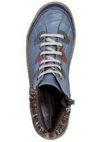 ELENA EDEN Schn&uuml;r-Bootie mit Knitter-Effekt JEANS-BUNT