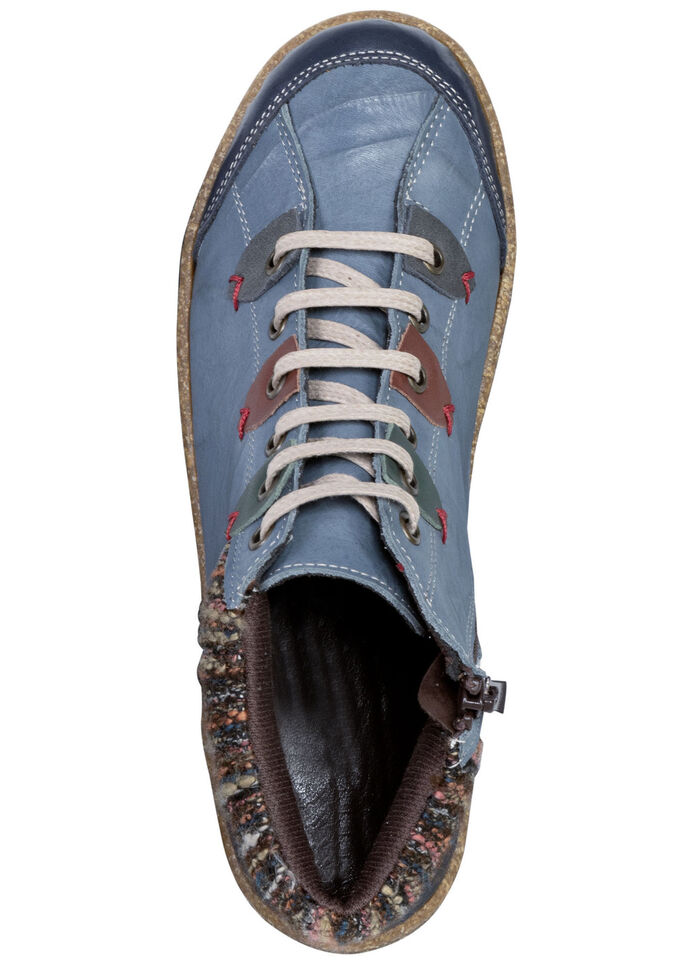 ELENA EDEN Schn&uuml;r-Bootie mit Knitter-Effekt JEANS-BUNT