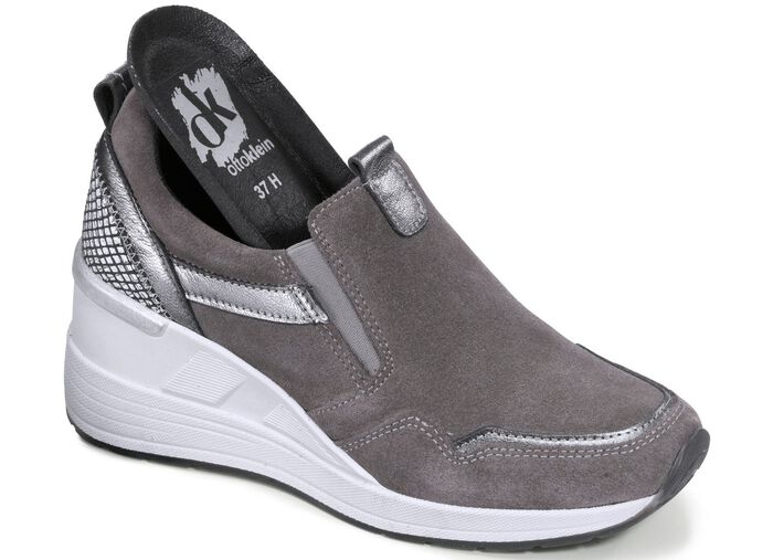 Slipper aus Rind-Veloursleder GRAU