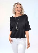 L&auml;ssiges Shirt mit kurzen Seitenschlitzen SCHWARZ