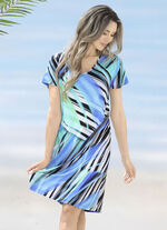 Laurina Kleid mit farbbrillantem Druckdessin und kurzen Ärmeln 