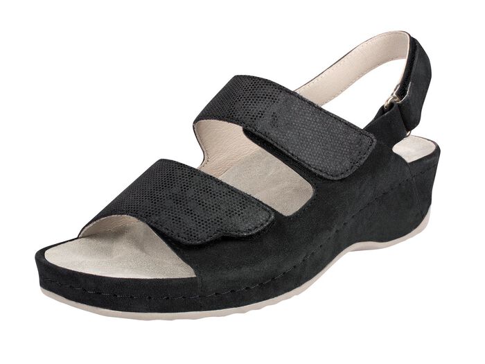 Bequeme Klett-Sandalette aus Velours-Leder 