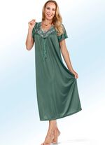 Nachthemd aus Charmeuse mit T&uuml;llstickerei 