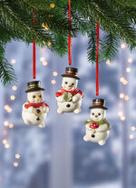 Schneemannhänger aus Feinsteingut, 3er-Set 