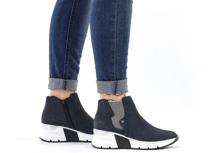 Rieker, modische Damen-Boots, Weite G, mit Rei&szlig;verschluss DUNKELBLAU