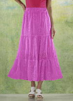 Stufenrock mit sch&ouml;ner Lochstickerei PINK