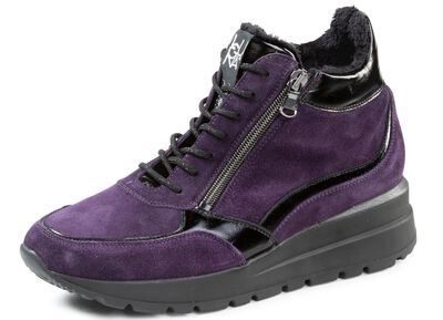 Waldl&auml;ufer Schn&uuml;r-Bootie mit Bes&auml;tzen aus Lackleder 