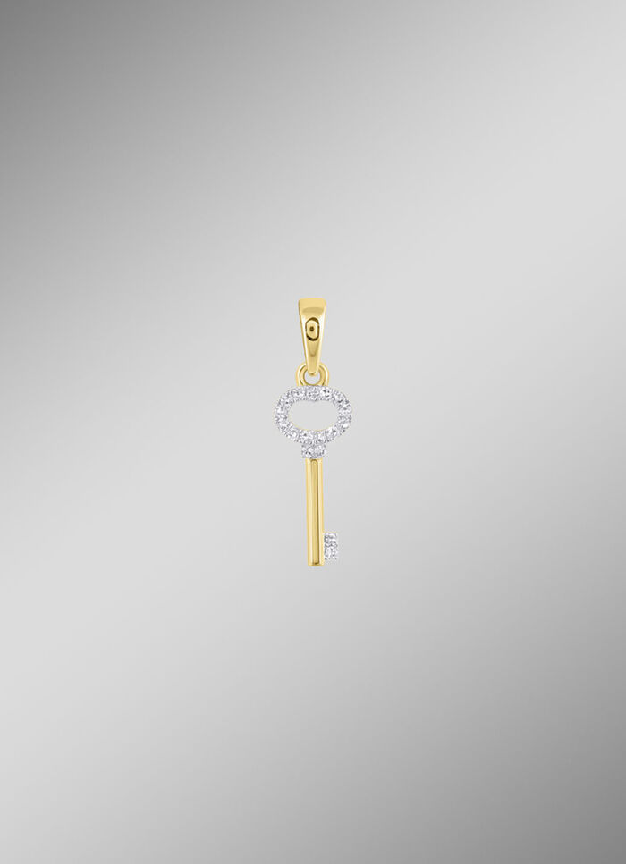 Schl&uuml;ssel-Anh&auml;nger mit 14 Diamanten 