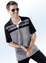 Poloshirt mit Seitenschlitzen GRAU-SCHWARZ