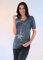 Shirt mit spezieller F&auml;rbetechnik  JEANSBLAU