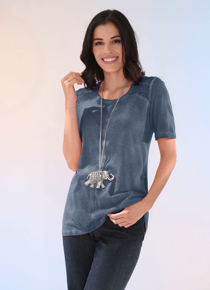 Shirt mit spezieller F&auml;rbetechnik  JEANSBLAU