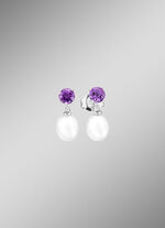 Ohrstecker mit Süßwasser-Zuchtperle und Amethyst 