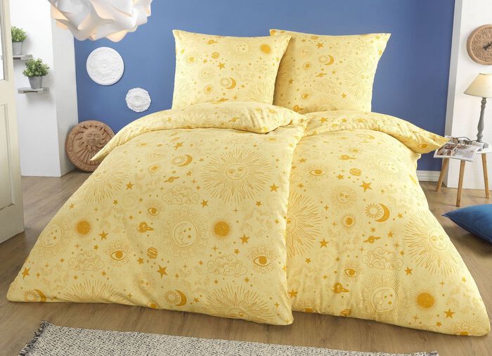 Beidseitig bedruckte Bettw&auml;sche-Garnitur GOLD