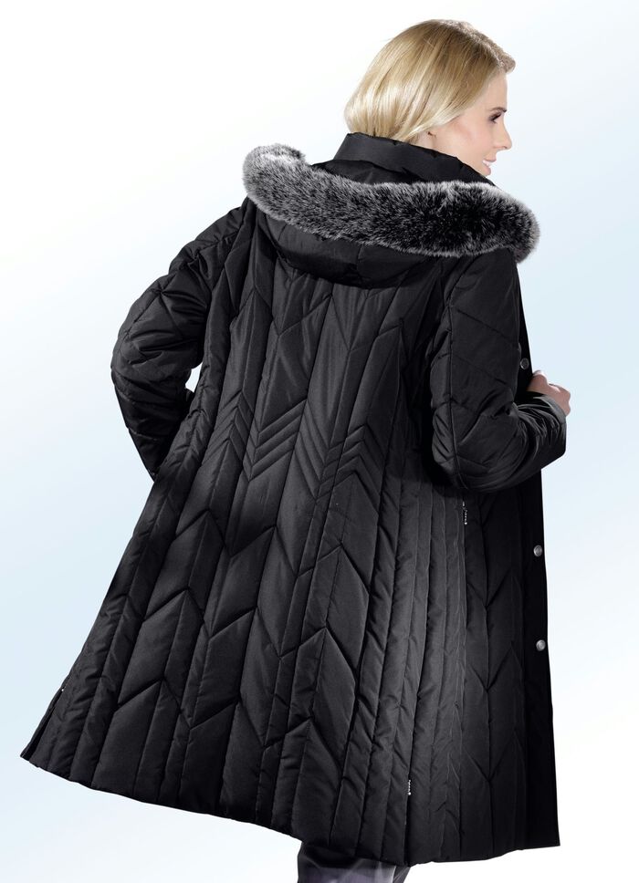 Kurzmantel mit abnehmbarer Kapuze SCHWARZ