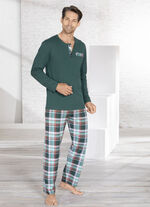 Schlafanzug mit Knopfleiste und Brusttasche 