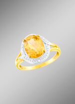 Damenring mit echt Citrin und Diamanten 
