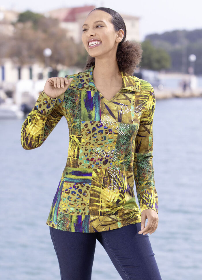 Poloshirt mit farbbrillantem Druck 