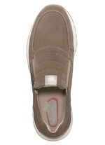 Slipper aus weichem Velourleder TAUPE