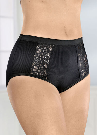 Viererpack Slips mit Spitzeneinsätzen 