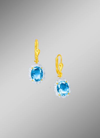 Ohrringe mit echt Blautopas und Diamanten 
