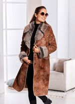 Mantel aus Velourleder-Imitat in Antik-Optik 