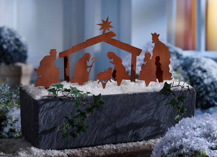 Dekostecker, 7-teilig, aus Metall in Rostoptik 