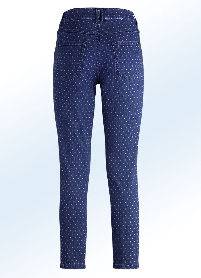 Jeans mit angesagter Punktedessinierung DUNKELBLAU