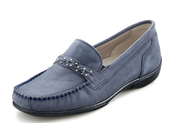ELENA EDEN, bequeme Damen-Slipper, Weite H, mit herausnehmbarem Fußbett JEANS
