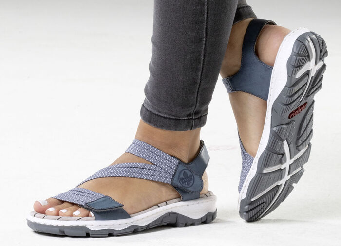Rieker, sportliche Damen-Sandalen, mit zwei Klettspangen BLAU