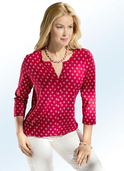 Shirt mit Gummizug im Saumabschluss 