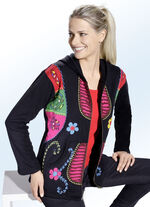 Jacke mit aufgestickten Blüten- und Ährenmotiven 
